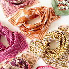 Small Foulard Manika "Flora Bold" - Orange apaches