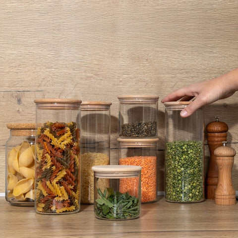 Bocal en verre et couvercle en bois - 0,5 L
