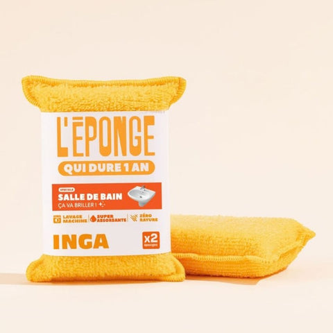 Éponge Lavable Jaune - salle de bain