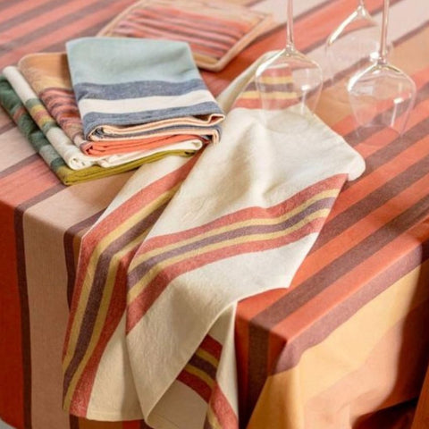 Torchon recyclé Yuna - Terracotta & Naturel