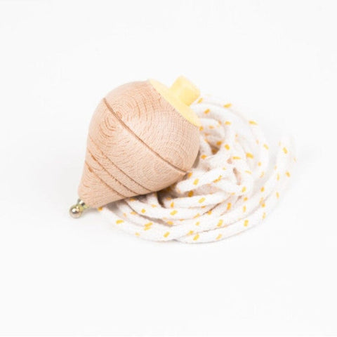 Mini toupie en bois - Jaune