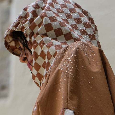 Poncho de pluie long - Damiers Marron